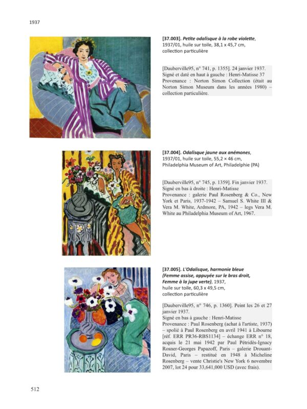 Henri Matisse – catalogue de l’œuvre peint – 1413 tableaux – Image 8